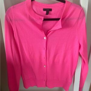 J. Crew Neon Pink Merino Wool cardigan